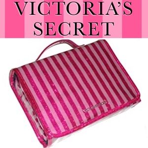 🆕🆚Glitter Stripe Tri Fold Hanging Cosmetic Pouch